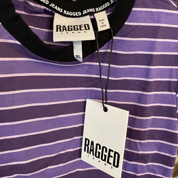 NWT Ragged Jeans Purple Striped Cropped Top - Size XL - Picture 3 of 3